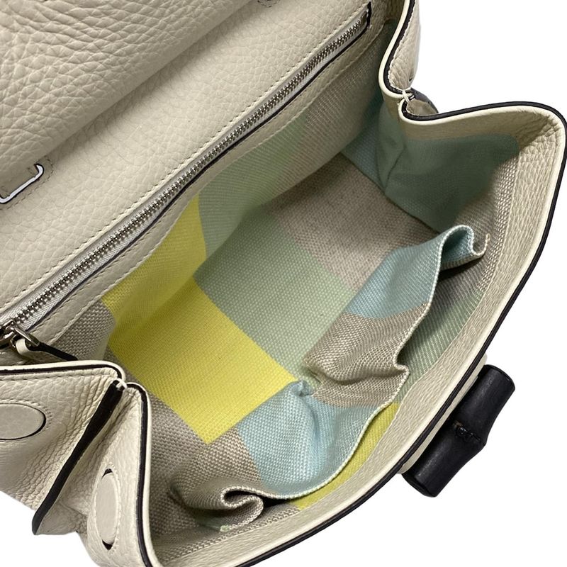 Gucci Handbag Bamboo Classic 370831 Ivory Leather