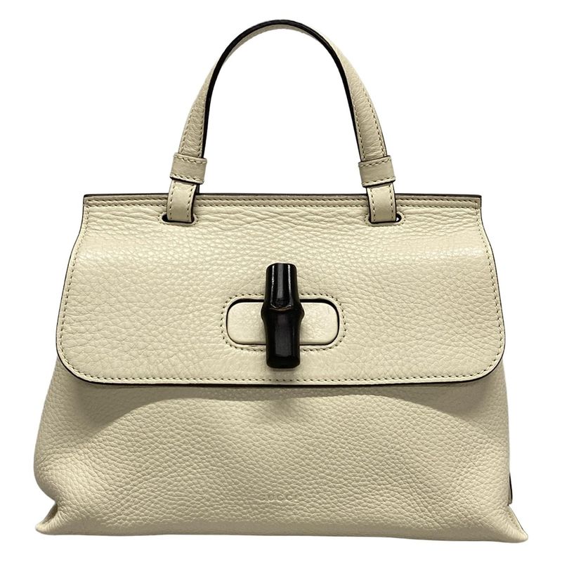 Gucci Handbag Bamboo Classic 370831 Ivory Leather