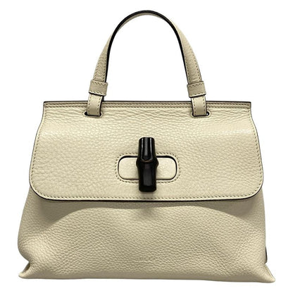 Gucci Handbag Bamboo Classic 370831 Ivory Leather