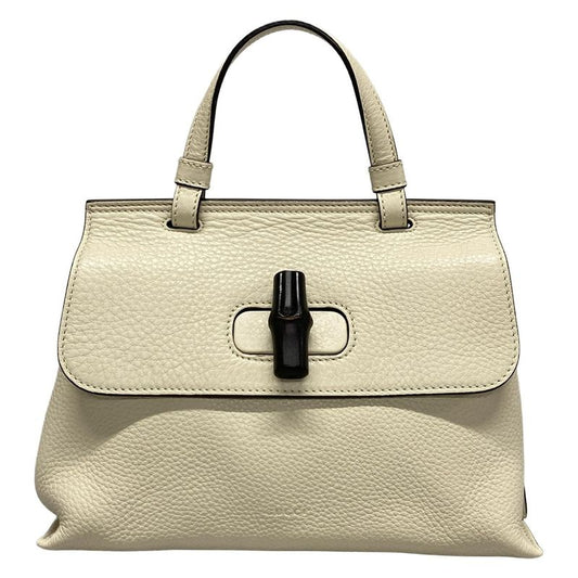 Gucci Handbag Bamboo Classic 370831 Ivory Leather