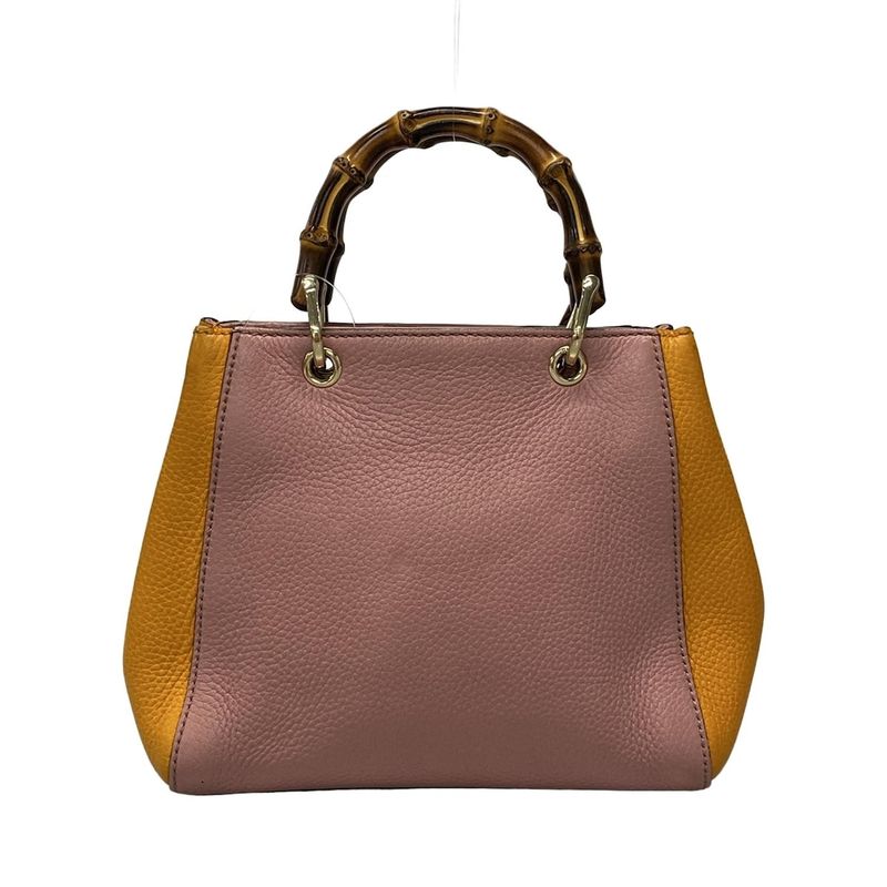 Gucci Handbag Bamboo Shopper 368823 Pink×orange Japan Exclusive/ Leather