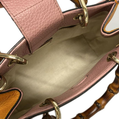 Gucci Handbag Bamboo Shopper 368823 Pink×orange Japan Exclusive/ Leather
