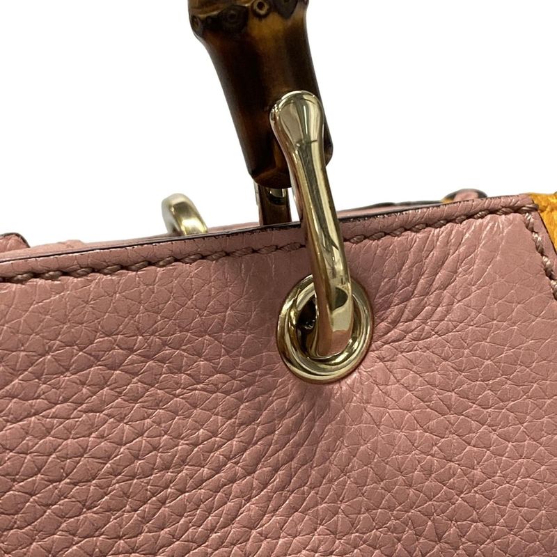 Gucci Handbag Bamboo Shopper 368823 Pink×orange Japan Exclusive/ Leather