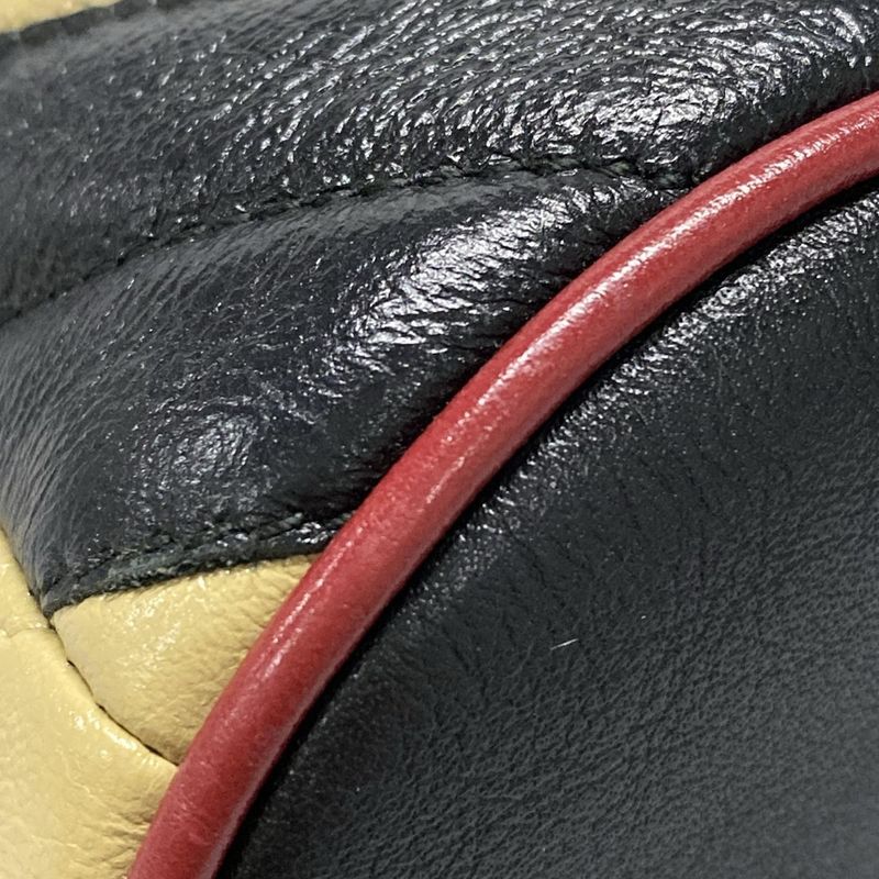 Gucci Shoulder Bag GG Marmont Mini Bucket Bag 573817 Black And Beige Chain