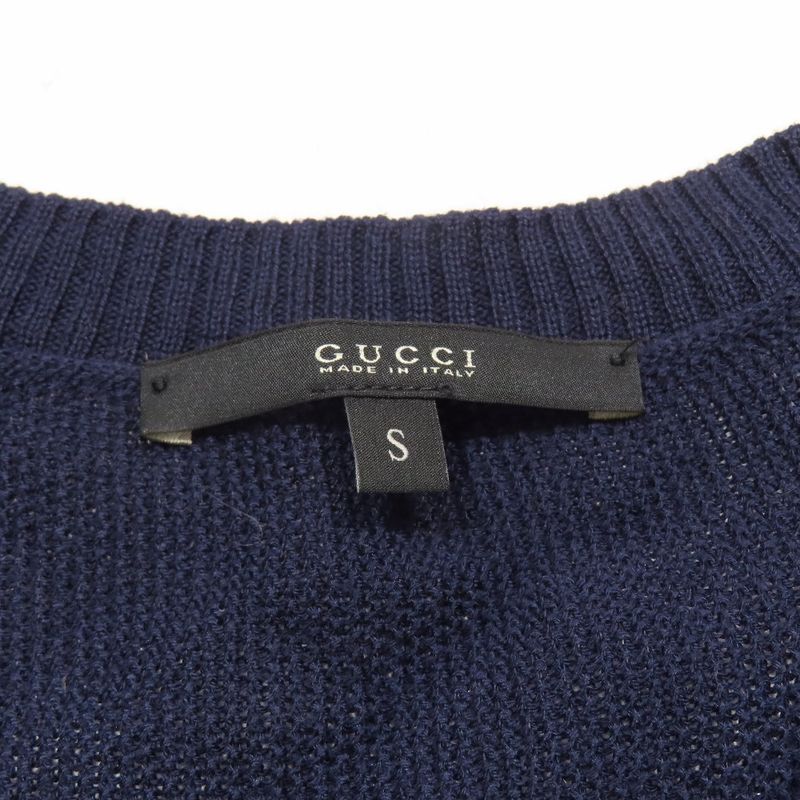 Good Gucci Cotton Knit Sweater Sleeve Line Long Sleeve V Neck Cut and Sewn