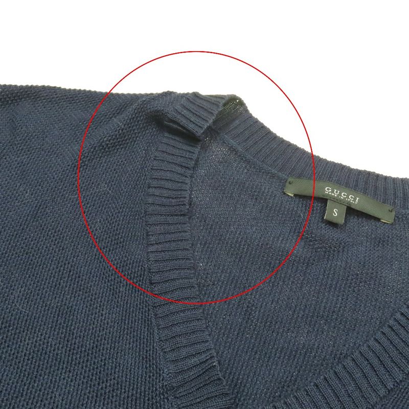 Good Gucci Cotton Knit Sweater Sleeve Line Long Sleeve V Neck Cut and Sewn