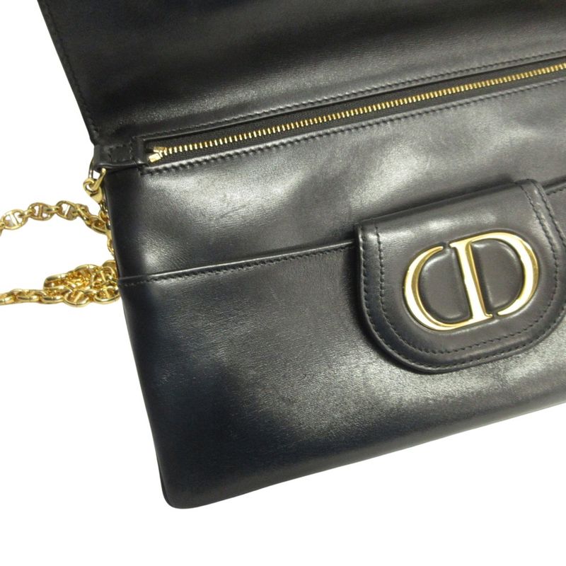 Good Christian Dior Double 2way Shoulder Bag Clutch Crossbody Calf Leather