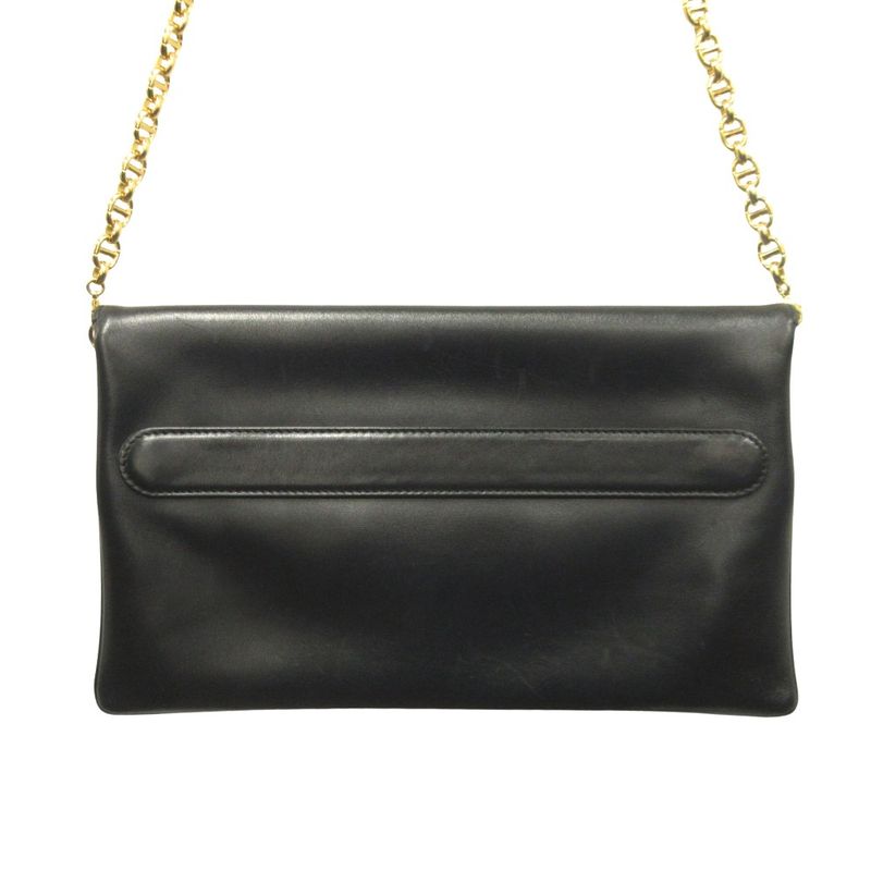 Good Christian Dior Double 2way Shoulder Bag Clutch Crossbody Calf Leather