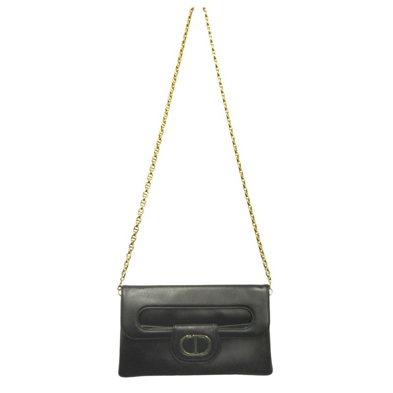 Good Christian Dior Double 2way Shoulder Bag Clutch Crossbody Calf Leather