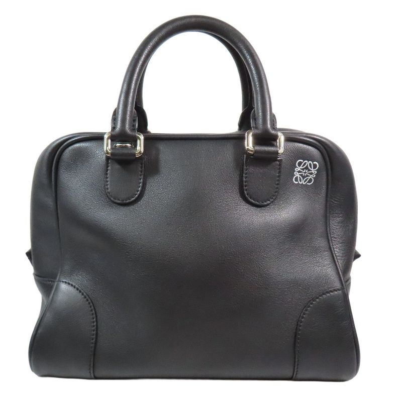 Loewe Amazona 75 Small 2way Shoulder Bag Handbag Anagram Leather Cabasn Black