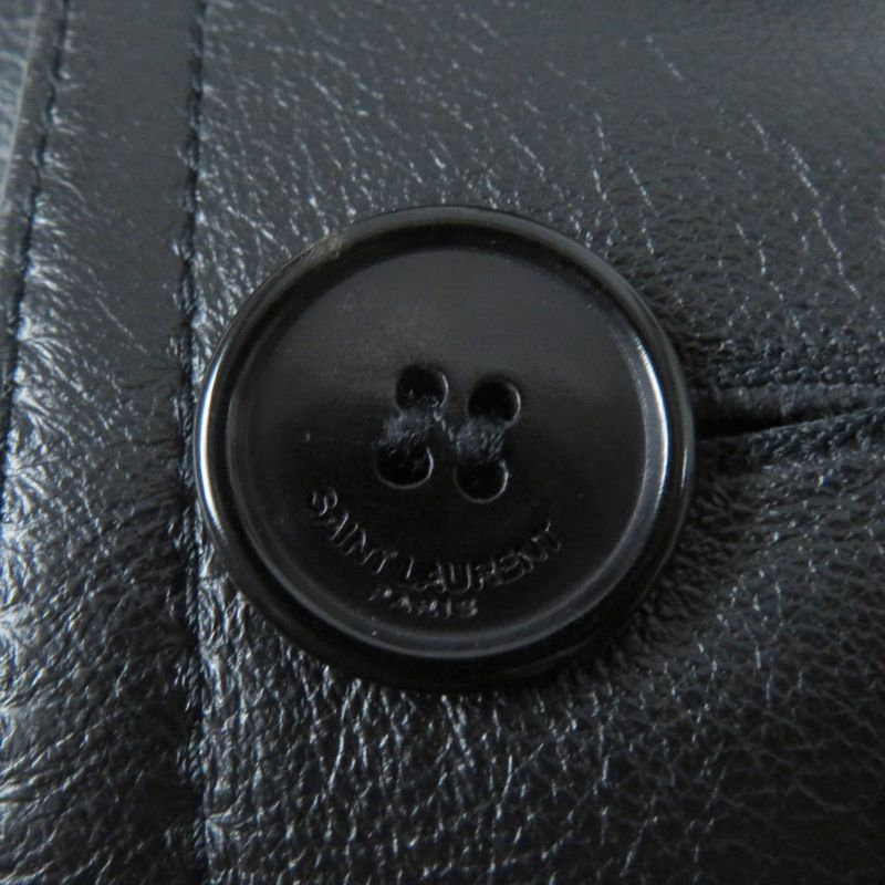 Saint Laurent Paris 625230 Mouton Leather Trench Coat Black 36 With Hanger And