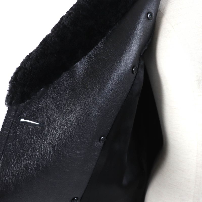 Saint Laurent Paris 625230 Mouton Leather Trench Coat Black 36 With Hanger And