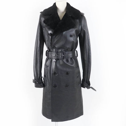 Saint Laurent Paris 625230 Mouton Leather Trench Coat Black 36 With Hanger And