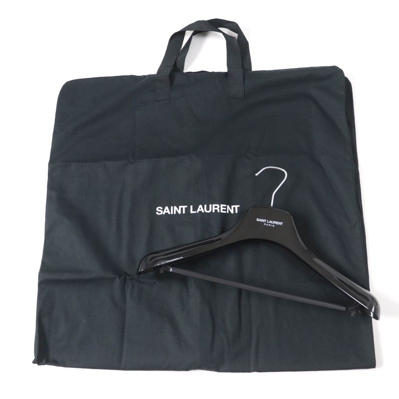 Saint Laurent Paris 625230 Mouton Leather Trench Coat Black 36 With Hanger And