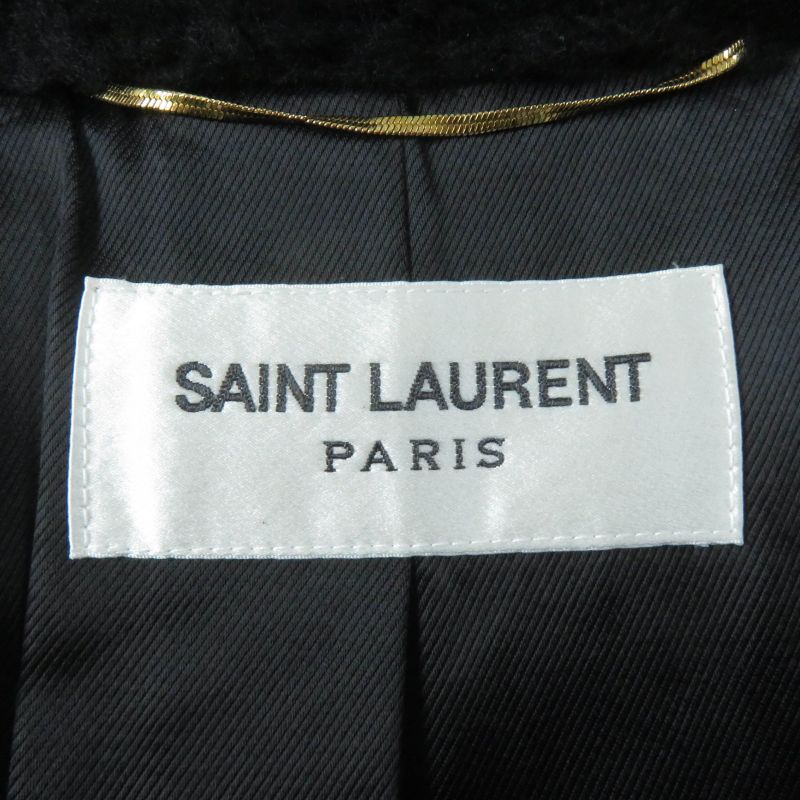 Saint Laurent Paris 625230 Mouton Leather Trench Coat Black 36 With Hanger And