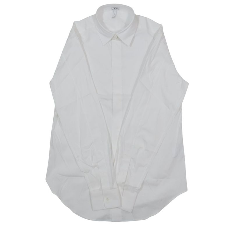 Loewe Long Sleeve Dress Shirt Blouse Tops Cut and Sewn Fly Front Ribbed Wing 37
