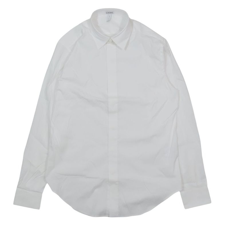 Loewe Long Sleeve Dress Shirt Blouse Tops Cut and Sewn Fly Front Ribbed Wing 37