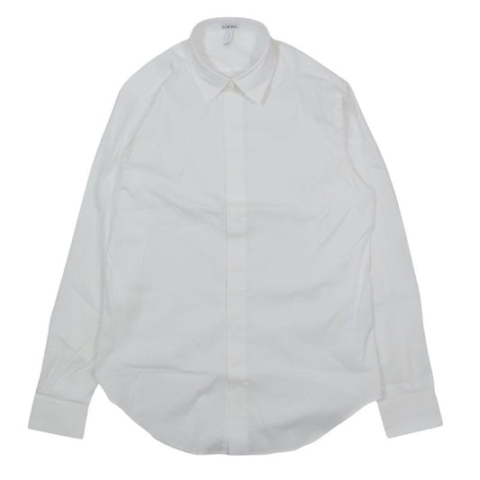 Loewe Long Sleeve Dress Shirt Blouse Tops Cut and Sewn Fly Front Ribbed Wing 37