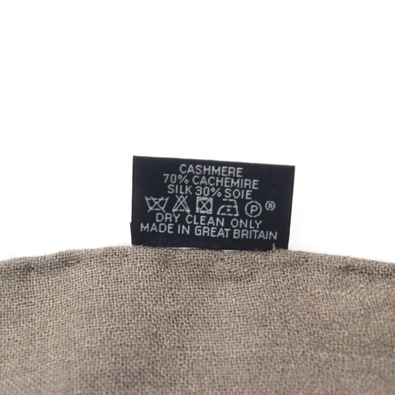 Hermes Cashmere Silk Chaine D'ancre Allover Bicolor Scarf Blue Light Brown Made