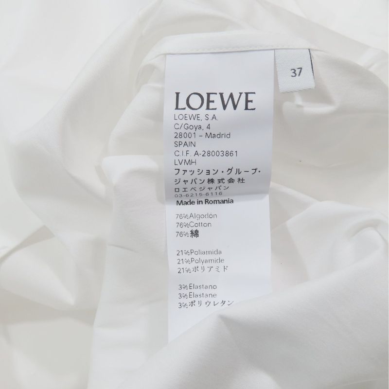 Loewe Long Sleeve Dress Shirt Blouse Tops Cut and Sewn Fly Front Ribbed Wing 37
