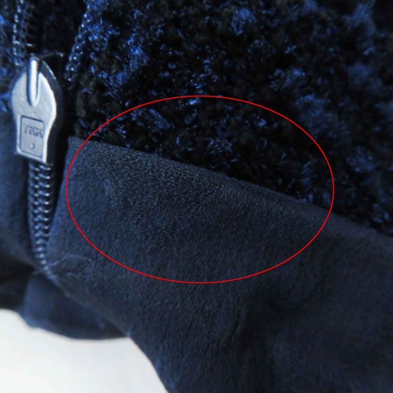 CHANEL P53864 Tweed Long Length Coat With Coco Mark Plate Blue Navy 36 Made In