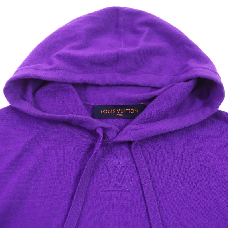 Louis Vuitton 22SS LV Embossed Cashmere Silk Pullover Knit Hoodie Purple S