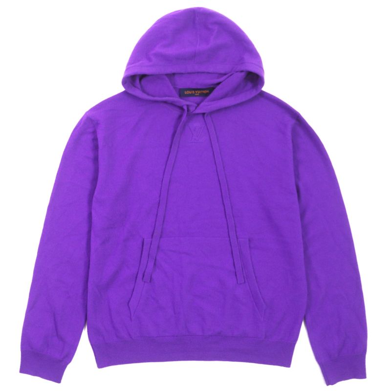 Louis Vuitton 22SS LV Embossed Cashmere Silk Pullover Knit Hoodie Purple S