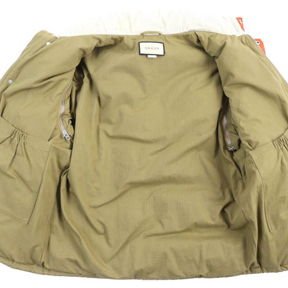 Gucci 21AW 641311 Cotton Logo Patch 2WAY Zip Up Down Jacket Down Vest Camel