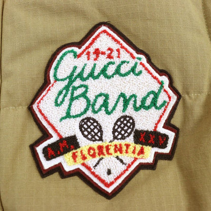 Gucci 21AW 641311 Cotton Logo Patch 2WAY Zip Up Down Jacket Down Vest Camel