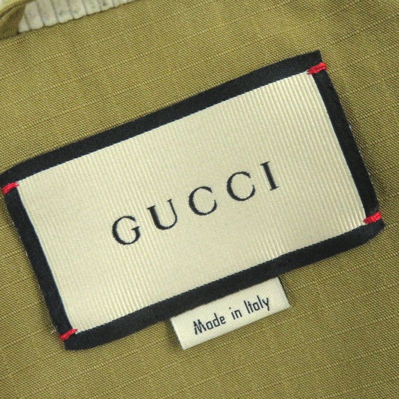 Gucci 21AW 641311 Cotton Logo Patch 2WAY Zip Up Down Jacket Down Vest Camel