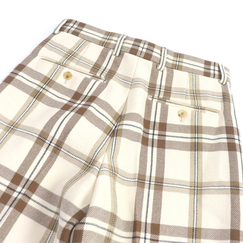 Gucci 23SS 710564 100% Wool Checkered Half-pants Wide Beige 44 Made In Italy