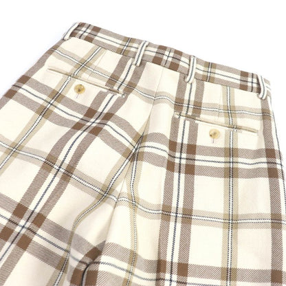 Gucci 23SS 710564 100% Wool Checkered Half-pants Wide Beige 44 Made In Italy