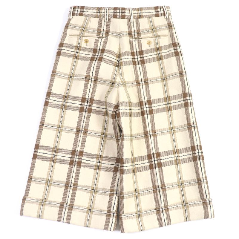 Gucci 23SS 710564 100% Wool Checkered Half-pants Wide Beige 44 Made In Italy