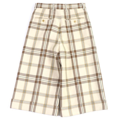 Gucci 23SS 710564 100% Wool Checkered Half-pants Wide Beige 44 Made In Italy
