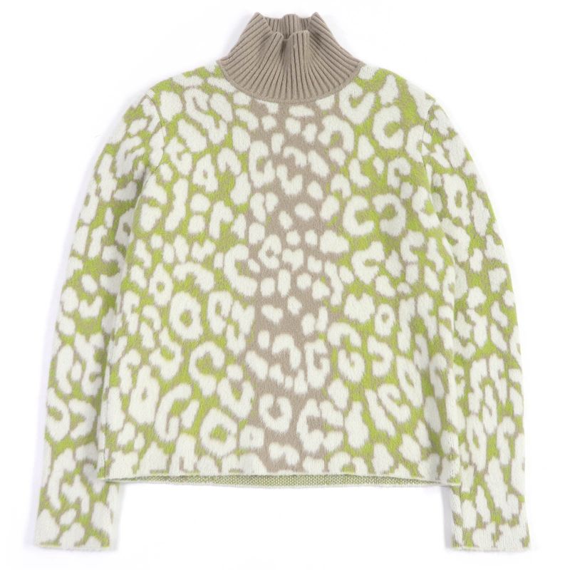 DIOR Homme 213m638at426 Leopard Cashmere High Neck Sweater 100% Cashmere High