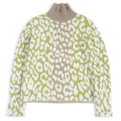 DIOR Homme 213m638at426 Leopard Cashmere High Neck Sweater 100% Cashmere High