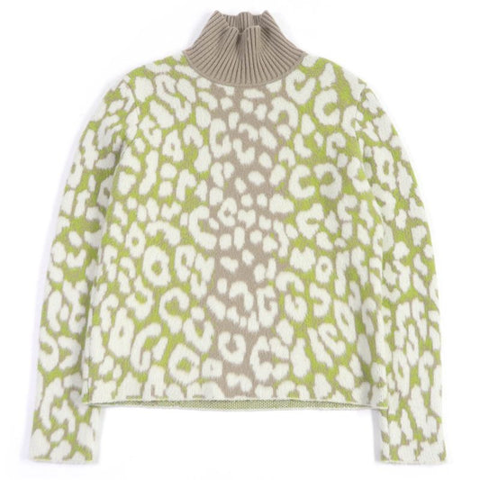 DIOR Homme 213m638at426 Leopard Cashmere High Neck Sweater 100% Cashmere High