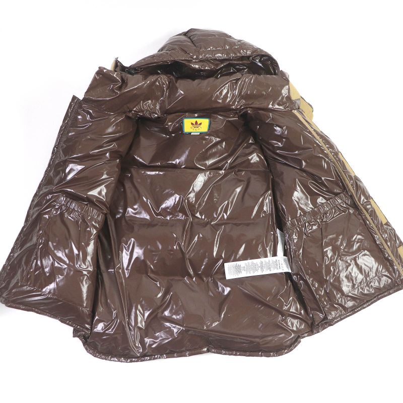 Gucci Adidas Sherry Line 3 Stripes Hooded Down Vest Brown 44 Made In Italy