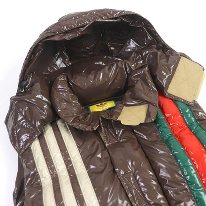 Gucci Adidas Sherry Line 3 Stripes Hooded Down Vest Brown 44 Made In Italy