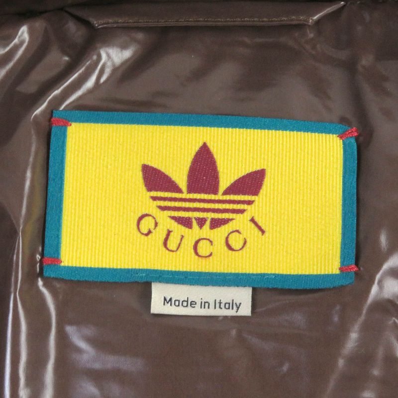 Gucci Adidas Sherry Line 3 Stripes Hooded Down Vest Brown 44 Made In Italy