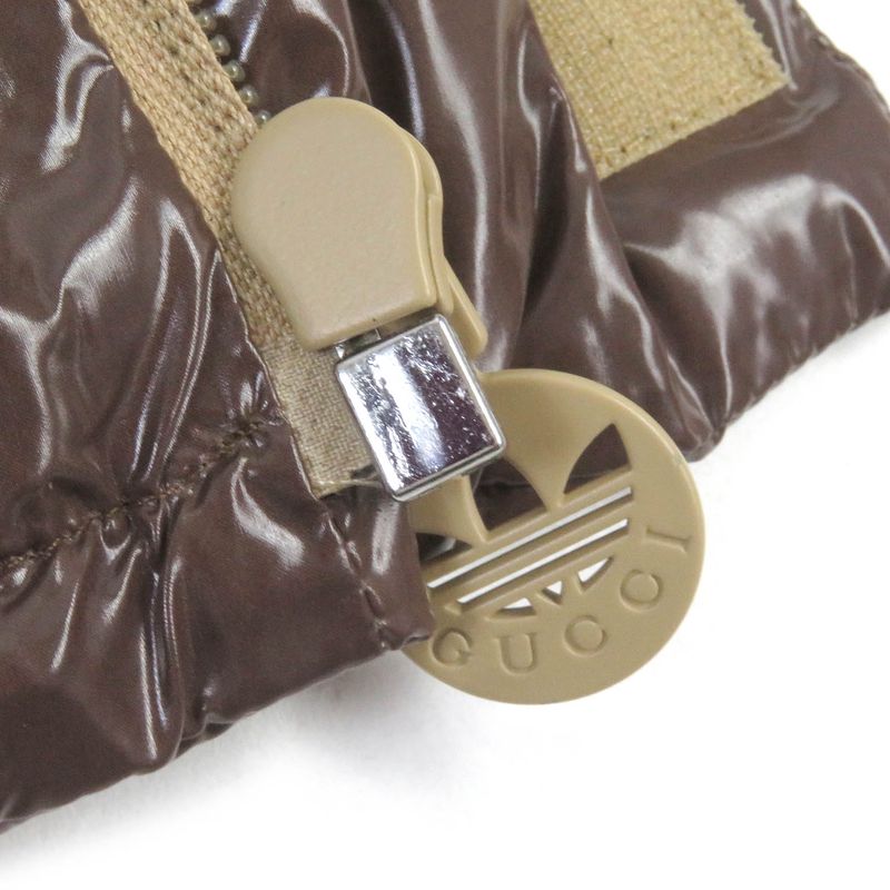 Gucci Adidas Sherry Line 3 Stripes Hooded Down Vest Brown 44 Made In Italy