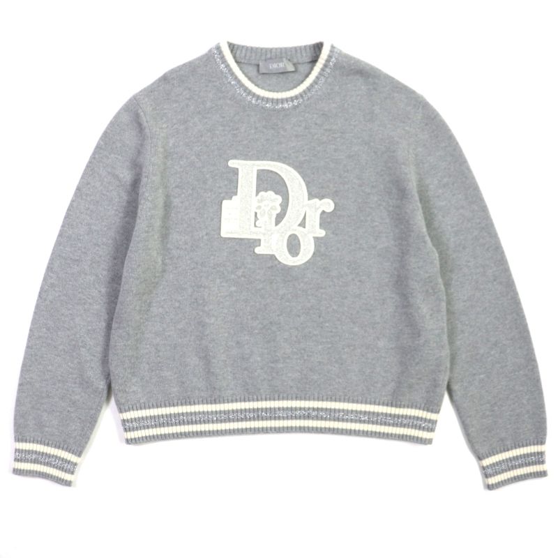  DIOR Homme 23SS 313m660at516 DIOR BY ERL Wool Cashmere Lamé Knit Sweater Grey