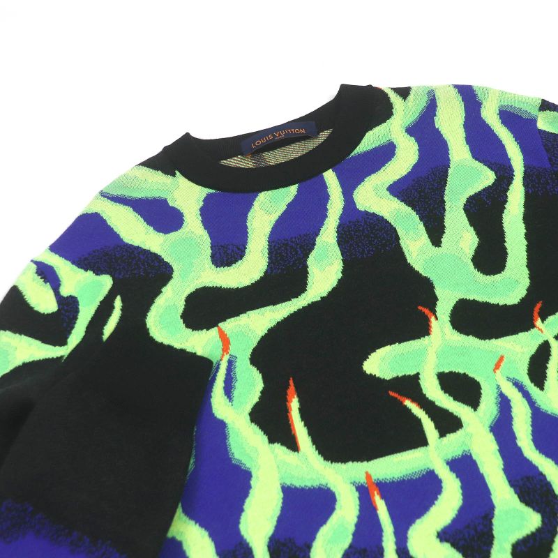 Louis Vuitton 22AW Hnn11w 100% Wool Graphic Print Long Sleeve Knit Sweater