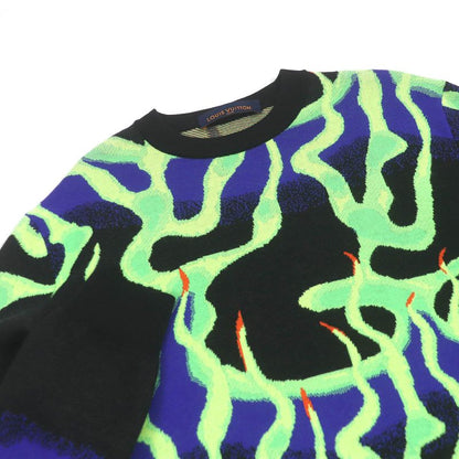 Louis Vuitton 22AW Hnn11w 100% Wool Graphic Print Long Sleeve Knit Sweater