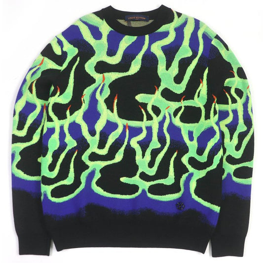 Louis Vuitton 22AW Hnn11w 100% Wool Graphic Print Long Sleeve Knit Sweater