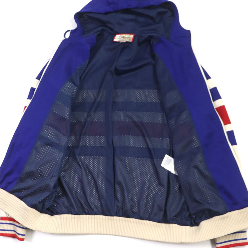  Gucci 22SS 683516 Tiger Back Embroidery Zip Up Hoodie Track Jacket Blue Beige