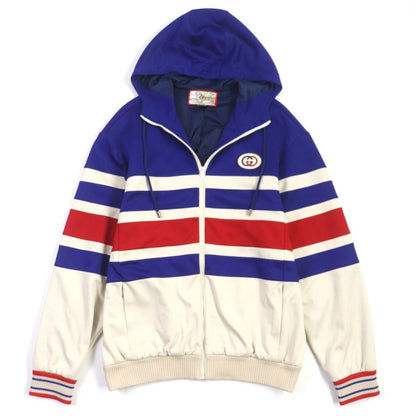  Gucci 22SS 683516 Tiger Back Embroidery Zip Up Hoodie Track Jacket Blue Beige