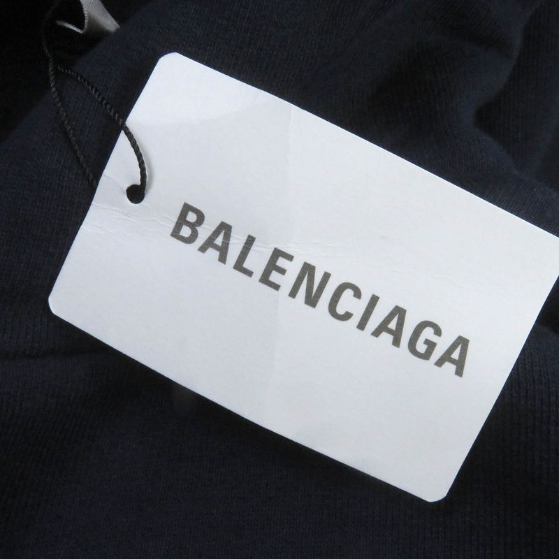 Balenciaga 578135 100% Cotton Bonjour Hoodie Oversized Pullover Hoodie Navy XS