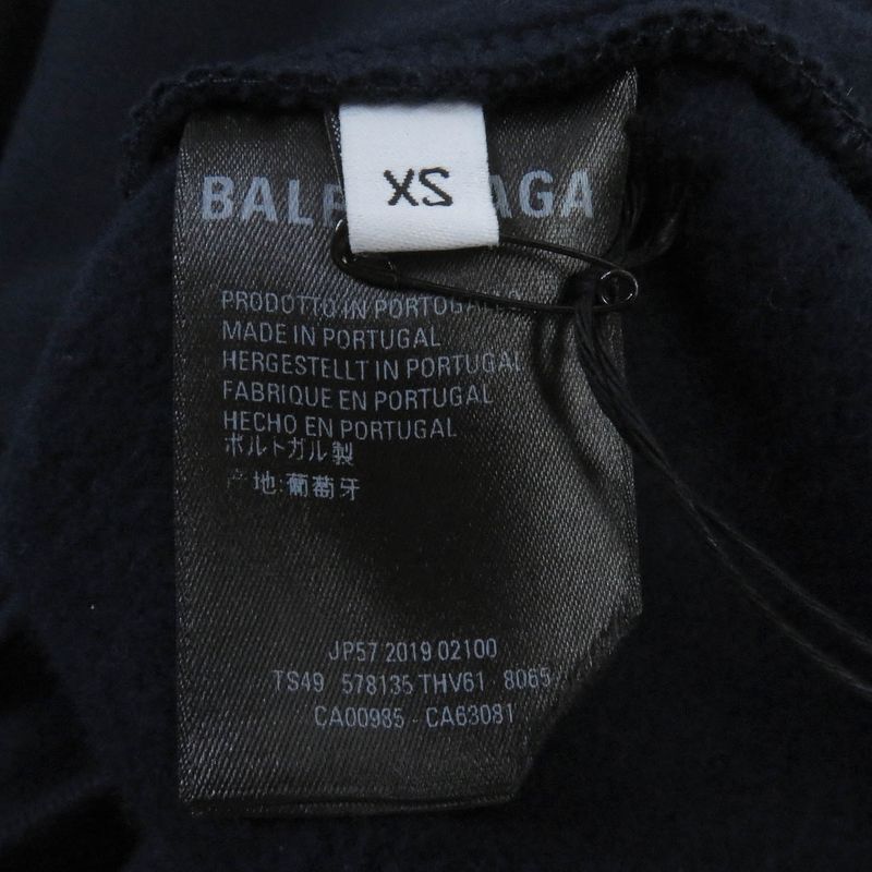 Balenciaga 578135 100% Cotton Bonjour Hoodie Oversized Pullover Hoodie Navy XS