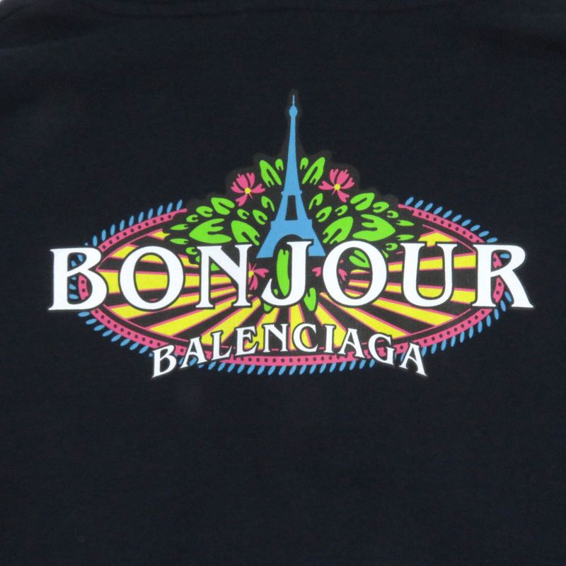 Balenciaga 578135 100% Cotton Bonjour Hoodie Oversized Pullover Hoodie Navy XS
